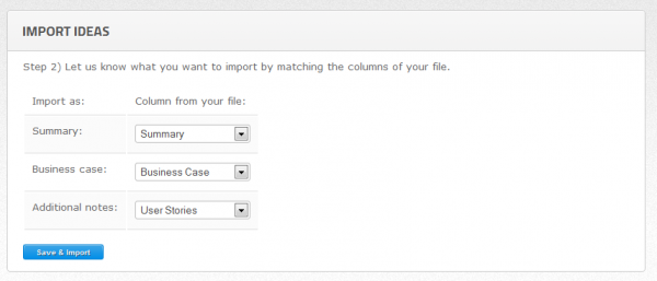 Import Product Backlog, Step 2 - Map columns