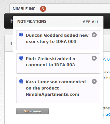 Notifications at the ready in ProdPad Notifications Dropdown in ProdPad