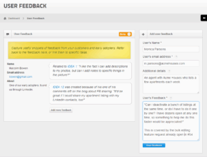User feedback module in ProdPad