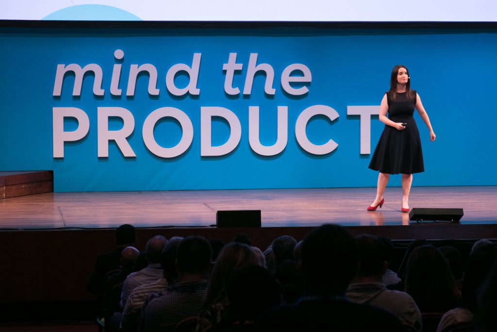 Janna being awesome at mind the product - one of our favourite product management conferences