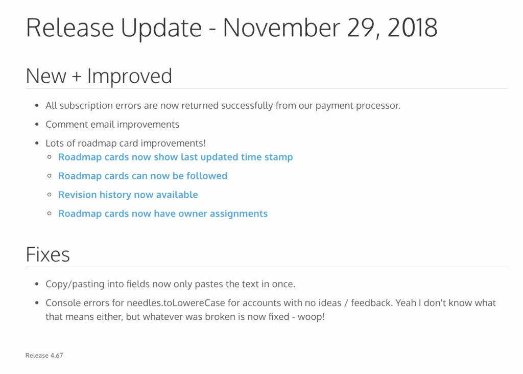 Writing Release Notes Example ProdPad Product Management