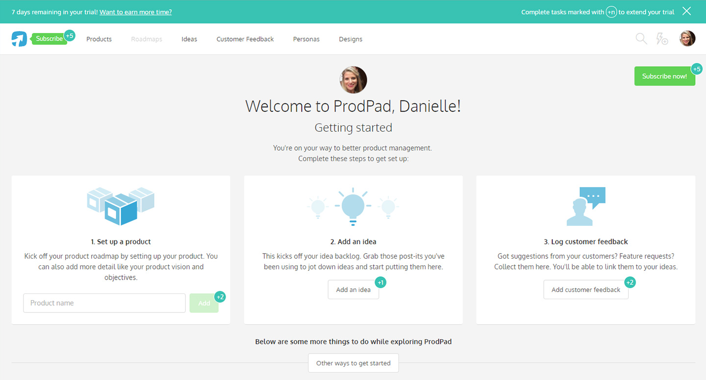 The free trial dashboard that we based our user onboarding emails on