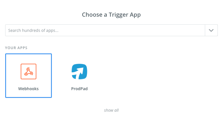 Choose a trigger app for your zap