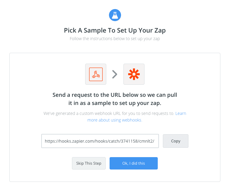pick a sample to set up your zap