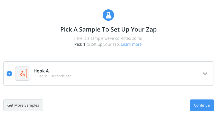 Zapier will attempt to pull sample data from your Shortcut