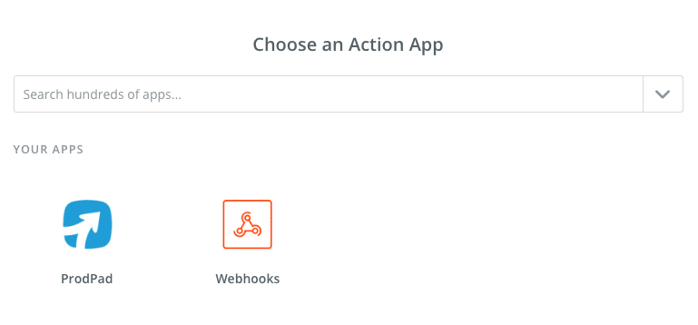 select an Action App - choose ProdPad