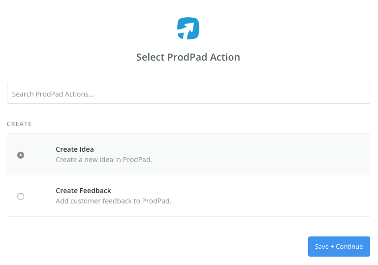 Define the action you want to take in ProdPad