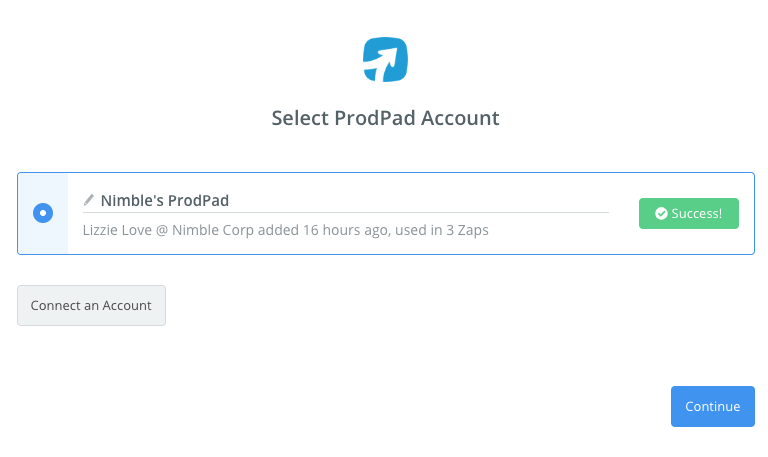 Select your ProdPad account