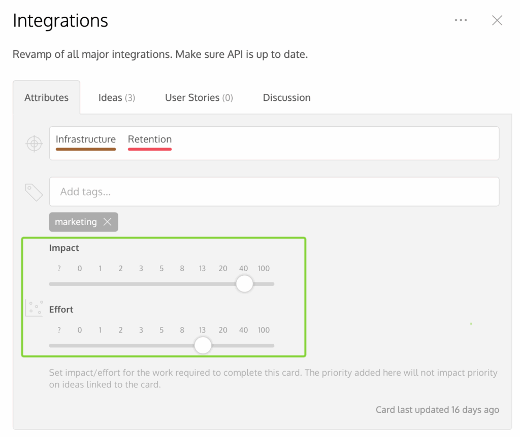 ProdPad let's you display the impact and effect each project has