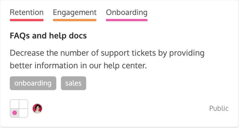 Here is an example of an initiative for a customer team as a product in ProdPad