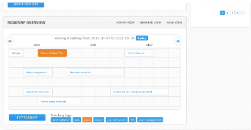 Early version of ProdPad’s roadmap feature.