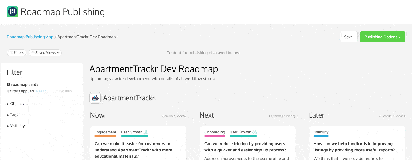 A roadmap for the development team