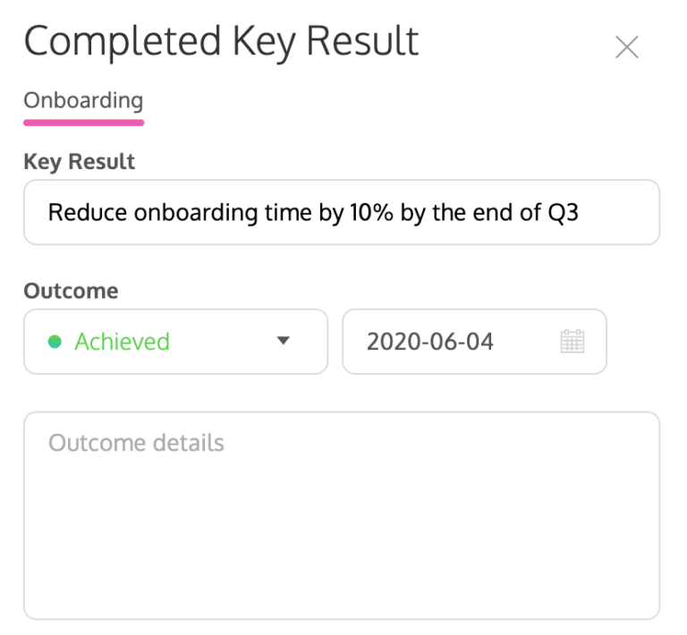 Image: Completed key result