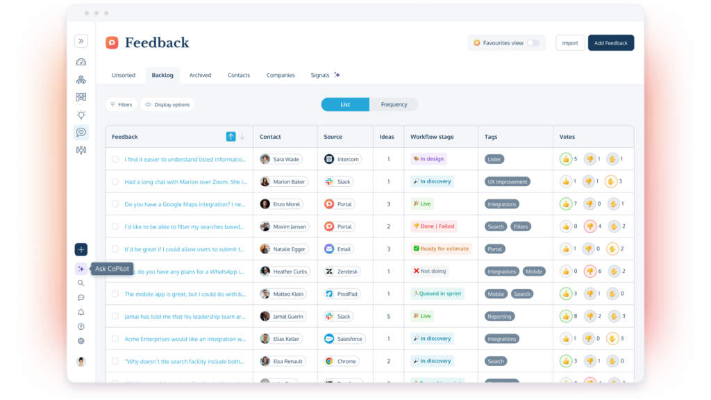 ProdPad's customer feedback management tool for product managers, one of the best VoC tools on the market