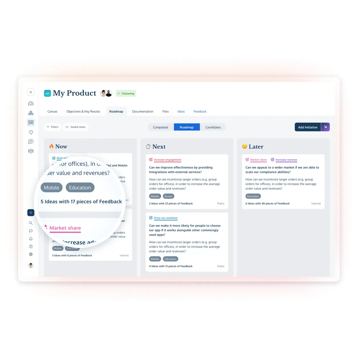 Link customer feedback to your product roadmap in ProdPad product management software