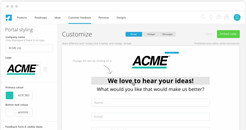 Brand styles feedback portal