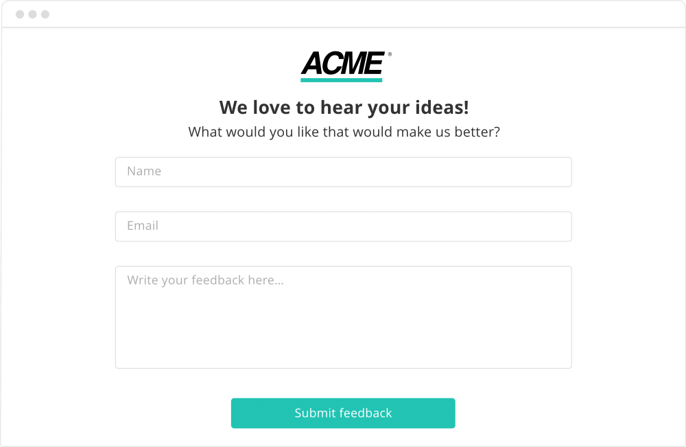 Branded customer feedback portal