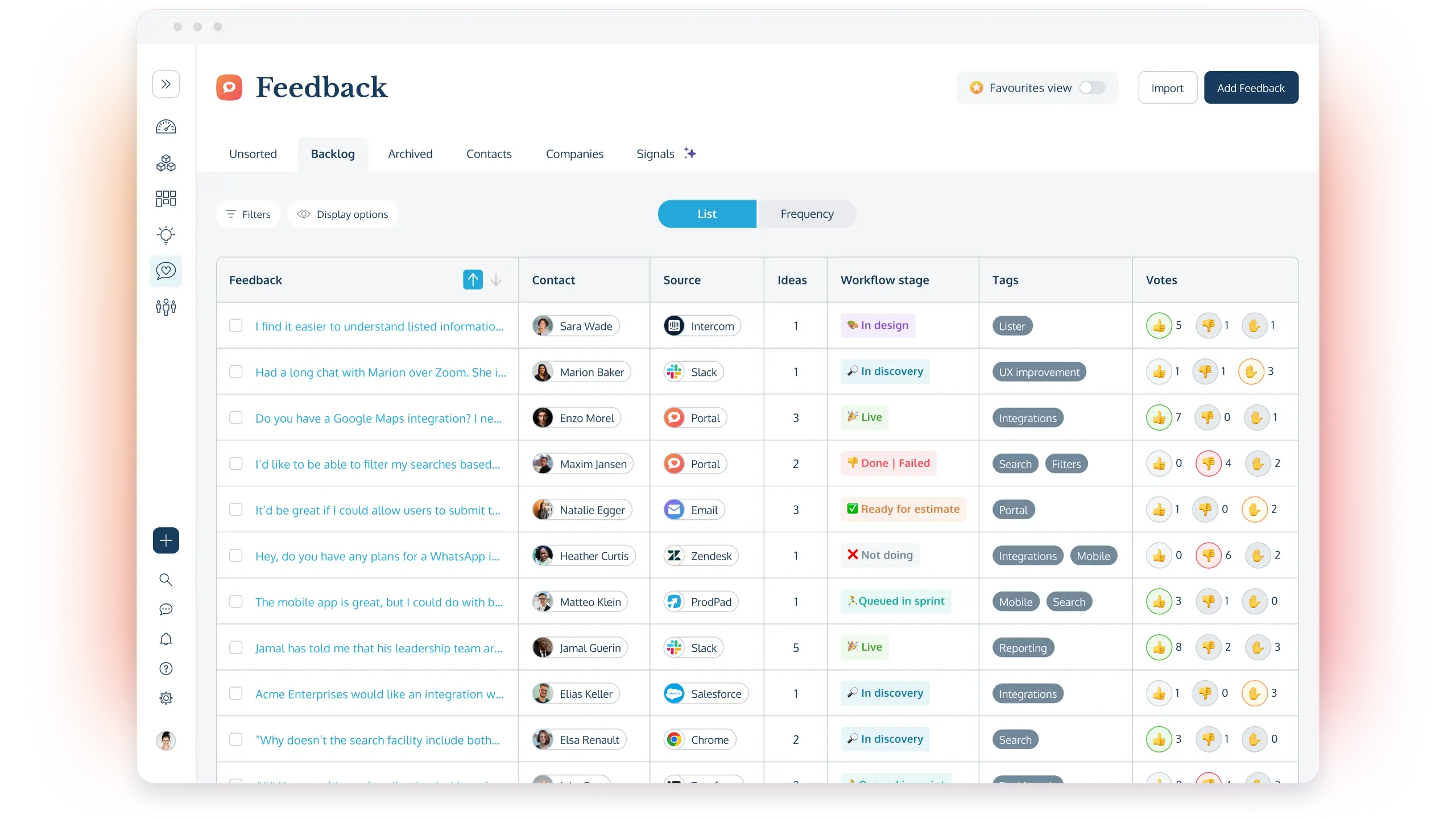 Customer Feedback management in ProdPad product management software