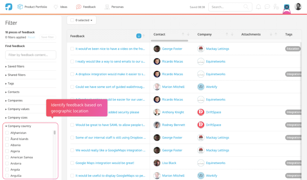 Segment your company profile by location.