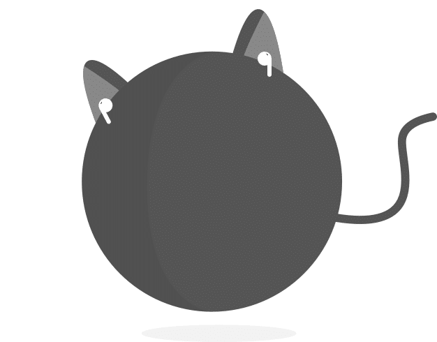 Black cat dot with earbuds
