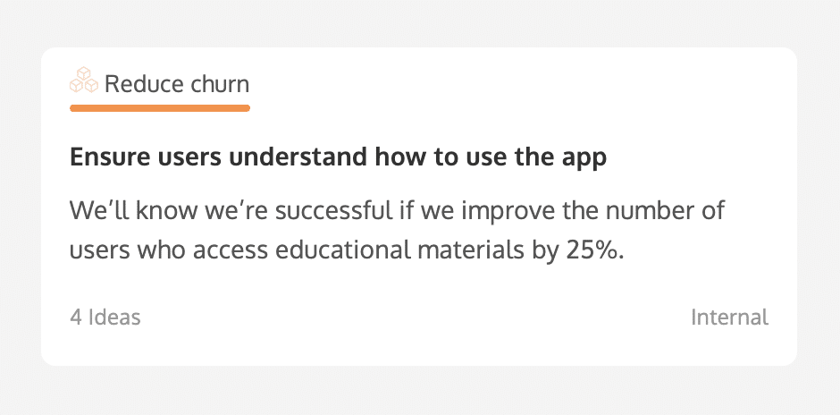 Each initiative in ProdPad has space to document success criteria.