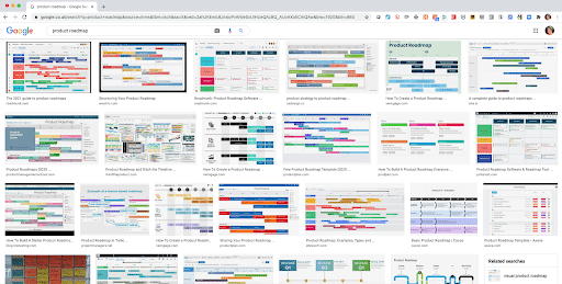 A google image search for "product roadmap" shows lots of Gantt charts