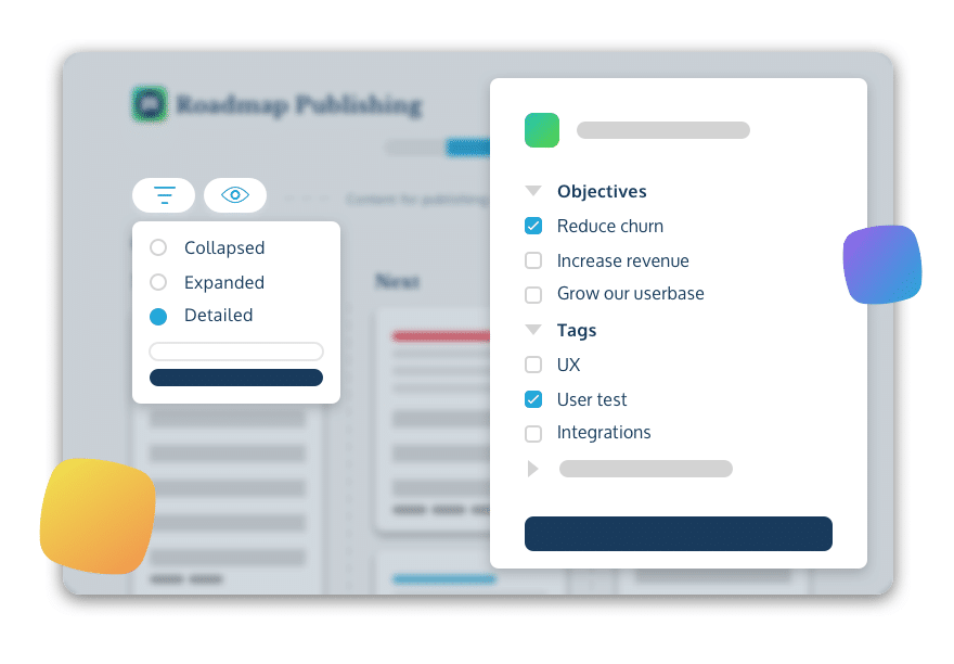 Select roadmap presentation filters and view options