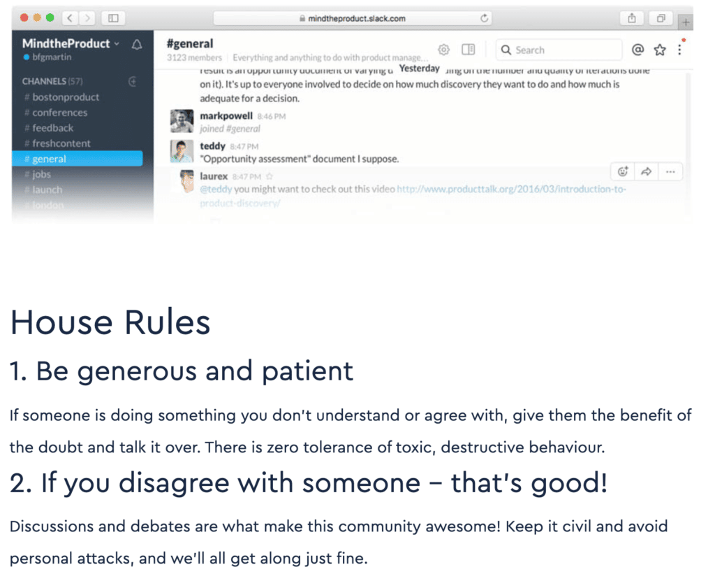 This is a screenshot of the first two mind the product house rules.