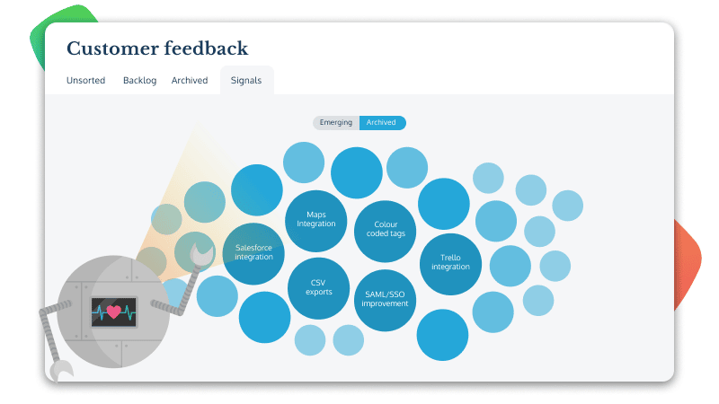 Product ideas added to a Now, Next, Later roadmap in ProdPad backlog management tool