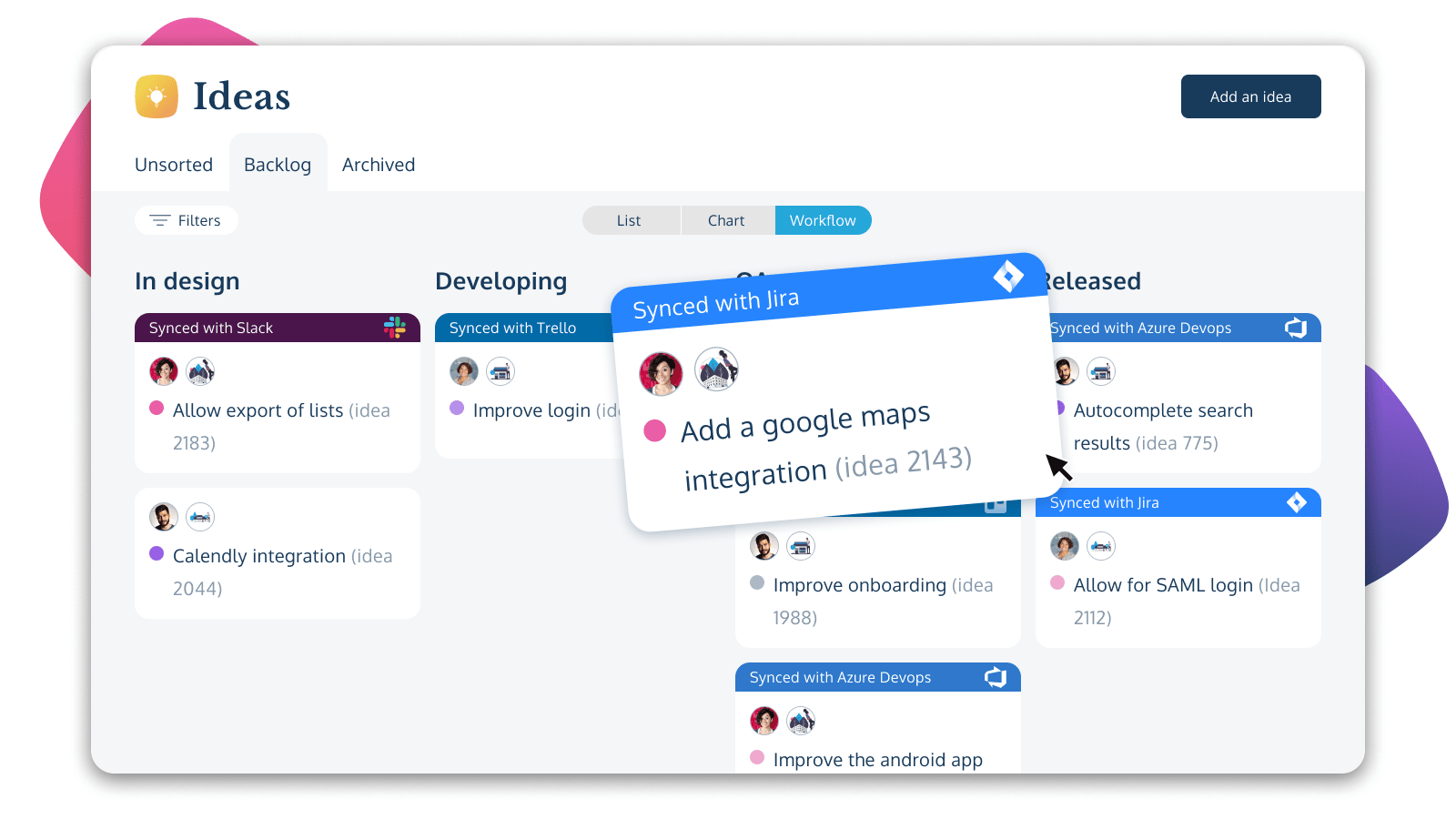 Customer feedback in ProdPad