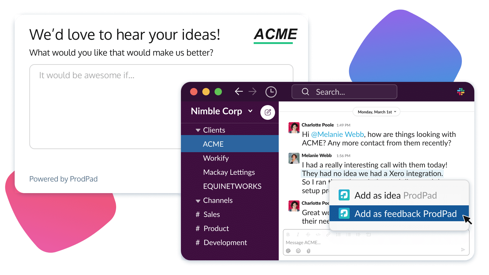 Collect user feedback with ProdPad