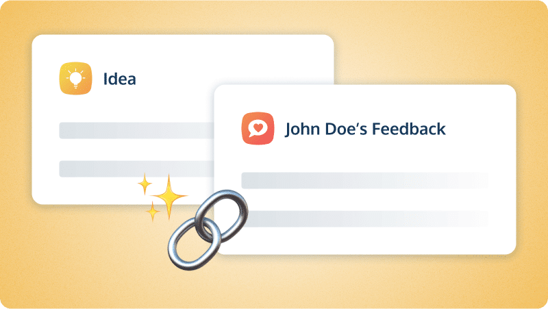ProdPad AI automatically linking customer feedback to relevant ideas in your product backlog