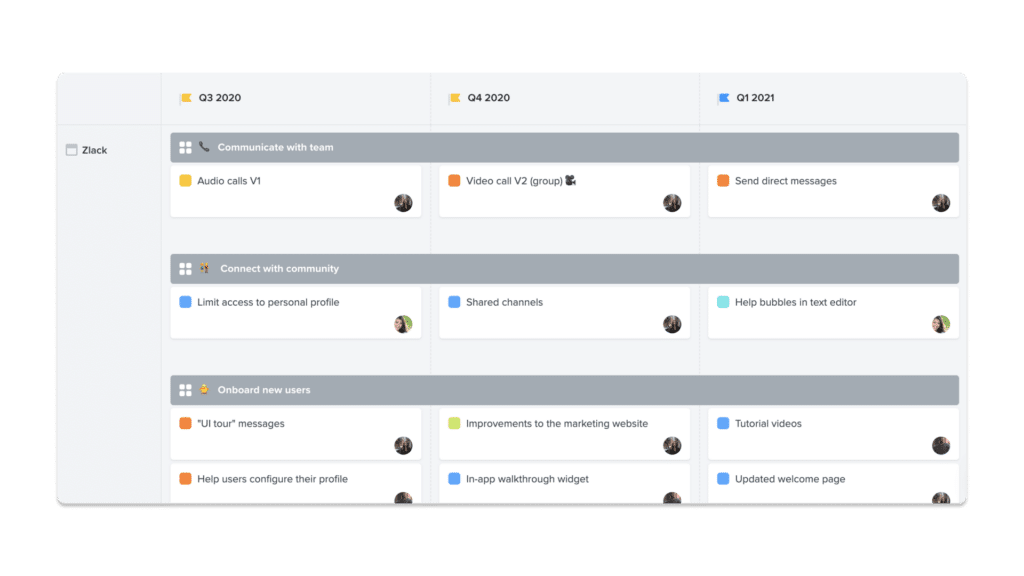 A shot of the Now-Next-Later roadmap in Productboard one of the Best Product Roadmap Tools of 2024