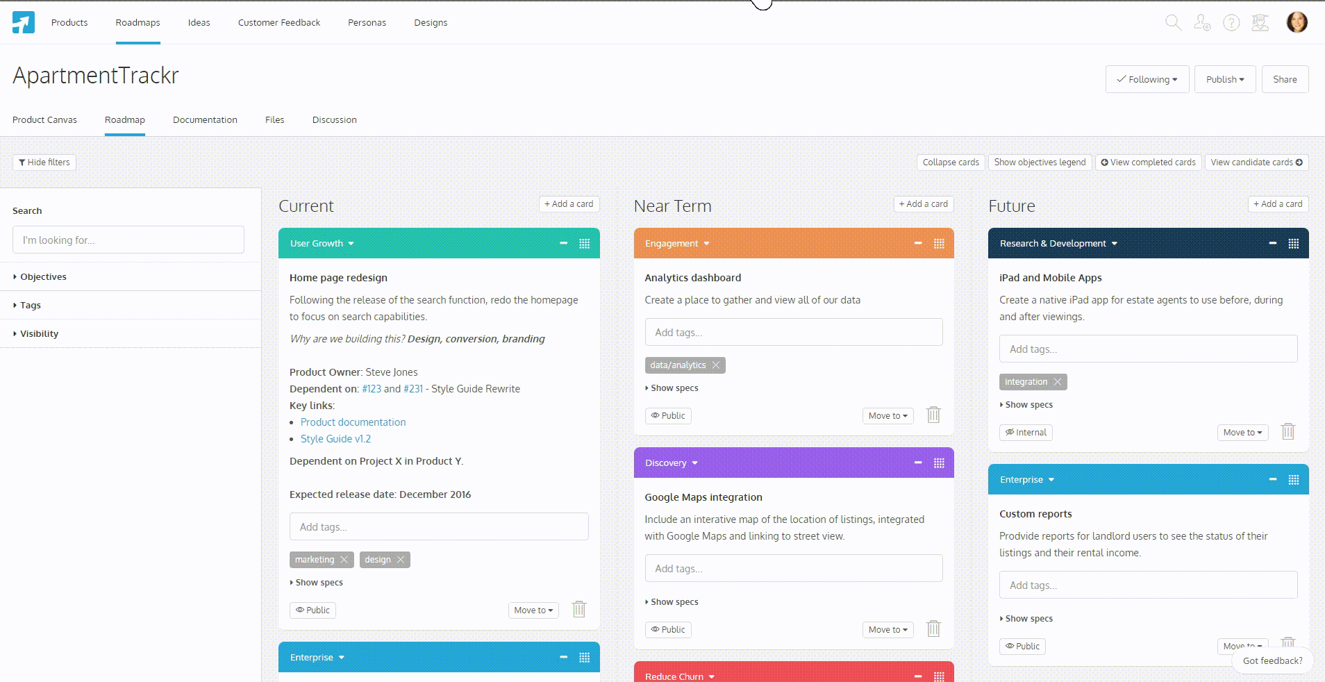 Publishing your roadmap online