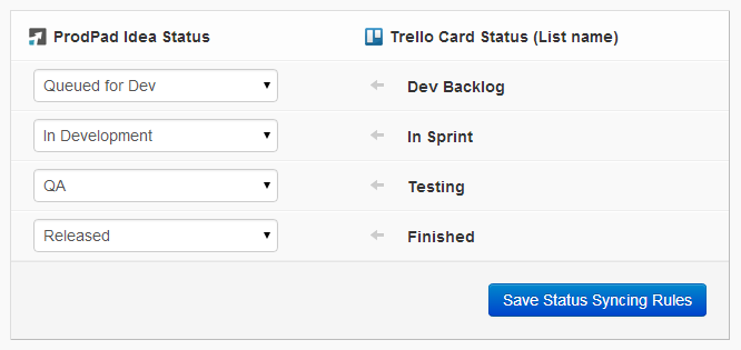 Update ideas in ProdPad when they move on your Trello board